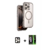 MARSİLYAN™- iPhone 16 Pro Max Kılıf Zirve Klasik Prime - Şeffaf 360 Full Body Arka Koruyucu + PVD Metal Kamera Lens - GD