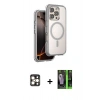 MARSİLYAN™- iPhone 16 Pro Max Kılıf Zirve Klasik Prime - Şeffaf 360 Full Body Arka Koruyucu + PVD Metal Kamera Lens - GD