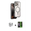 MARSİLYAN™- iPhone 16 Pro Max Kılıf Zirve Klasik Prime - Şeffaf 360 Full Body Arka Koruyucu + Pers Alüminyum Kamera Lens - GS