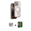 MARSİLYAN™- iPhone 16 Pro Max Kılıf Zirve Klasik Prime - Şeffaf 360 Full Body Arka Koruyucu + Pers Alüminyum Kamera Lens - GI