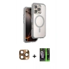 MARSİLYAN™- iPhone 16 Pro Max Kılıf Zirve Klasik Prime - Şeffaf 360 Full Body Arka Koruyucu + Pers Alüminyum Kamera Lens - CLTM