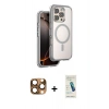 MARSİLYAN™- iPhone 16 Pro Max Kılıf Zirve Klasik Prime - Şeffaf Pasifik Cam Ekran Koruyucu + Pers Alüminyum Kamera Lens - CLTM