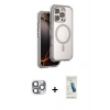 MARSİLYAN™- iPhone 16 Pro Max Kılıf Zirve Klasik Prime - Şeffaf Pasifik Cam Ekran Koruyucu + Pers Alüminyum Kamera Lens - GI