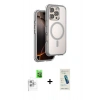 MARSİLYAN™- iPhone 16 Pro Max Kılıf Zirve Klasik Prime - Şeffaf Pasifik Cam Ekran Koruyucu + Raze Metal Kamera Lens - BZ