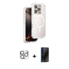 MARSİLYAN™- iPhone 16 Pro Max Kılıf Zirve Klasik Prime - Siyah 3D Antistatik Hayalet Cam Ekran Koruyucu + Pers Alüminyum Kamera Lens - GS