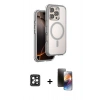 MARSİLYAN™- iPhone 16 Pro Max Kılıf Zirve Klasik Prime - Siyah 3D Antistatik Mat Seramik Nano Ekran Koruyucu + PVD Metal Kamera Lens - SH