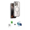 MARSİLYAN™- iPhone 16 Pro Max Kılıf Zirve Klasik Prime - Siyah 3D Antistatik Seramik Nano Ekran Koruyucu + Beyaz Raze Metal Kamera Lens