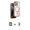 MARSİLYAN™- iPhone 16 Pro Max Kılıf Zirve Klasik Prime - Siyah Bilvis 3D Cam Ekran Koruyucu + PVD Metal Kamera Lens - GD