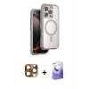 MARSİLYAN™- iPhone 16 Pro Max Kılıf Zirve Klasik Prime - Siyah Bilvis 5in1 5D Magic Hayalet Cam Ekran Koruyucu + Pers Alüminyum Kamera Lens - CLTM