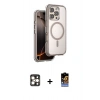 MARSİLYAN™- iPhone 16 Pro Max Kılıf Zirve Klasik Prime - Siyah Buffer Hayalet Cam Ekran Koruyucu + PVD Metal Kamera Lens - GD