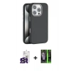 MARSİLYAN™- iPhone 16 Pro Max Kılıf Zirve Modern Prime - Şeffaf 360 Full Body Arka Koruyucu + Siyah Bilvis Titan Kamera Lens