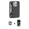 MARSİLYAN™- iPhone 16 Pro Max Kılıf Zirve Modern Prime - Siyah 360 Mat Full Body Arka Koruyucu + PVD Metal Kamera Lens - GS