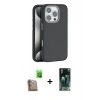 MARSİLYAN™- iPhone 16 Pro Max Kılıf Zirve Modern Prime - Siyah 360 Mat Full Body Arka Koruyucu + Raze Metal Kamera Lens - CLTM