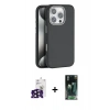 MARSİLYAN™- iPhone 16 Pro Max Kılıf Zirve Modern Prime - Siyah 360 Mat Full Body Arka Koruyucu + Bilvis Titan Kamera Lens - SH