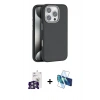 MARSİLYAN™- iPhone 16 Pro Max Kılıf Zirve Modern Prime - Siyah 3D Antistatik Cam Ekran Koruyucu + Bilvis Titan Kamera Lens - GS