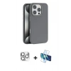 MARSİLYAN™- iPhone 16 Pro Max Kılıf Zirve Modern Prime - Siyah 3D Antistatik Cam Ekran Koruyucu + Pers Alüminyum Kamera Lens - GS