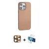 MARSİLYAN™- iPhone 16 Pro Max Kılıf Zirve Modern Prime - Siyah 3D Antistatik Cam Ekran Koruyucu + Pers Alüminyum Kamera Lens - CLTM