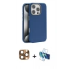 MARSİLYAN™- iPhone 16 Pro Max Kılıf Zirve Modern Prime - Siyah 3D Antistatik Cam Ekran Koruyucu + Pers Alüminyum Kamera Lens - CLTM