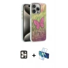 MARSİLYAN™- iPhone 16 Pro Max Kılıf Zirve Modern Prime - Siyah 3D Antistatik Cam Ekran Koruyucu + PVD Metal Kamera Lens - GD