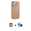 MARSİLYAN™- iPhone 16 Pro Max Kılıf Zirve Modern Prime - Siyah 3D Antistatik Cam Ekran Koruyucu + PVD Metal Kamera Lens - GD