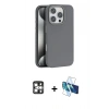 MARSİLYAN™- iPhone 16 Pro Max Kılıf Zirve Modern Prime - Siyah 3D Antistatik Cam Ekran Koruyucu + PVD Metal Kamera Lens - GS