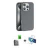 MARSİLYAN™- iPhone 16 Pro Max Kılıf Zirve Modern Prime - Siyah 3D Antistatik Cam Ekran Koruyucu + Raze Metal Kamera Lens - SH