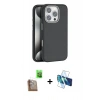 MARSİLYAN™- iPhone 16 Pro Max Kılıf Zirve Modern Prime - Siyah 3D Antistatik Cam Ekran Koruyucu + Raze Metal Kamera Lens - CLTM