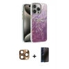 MARSİLYAN™- iPhone 16 Pro Max Kılıf Zirve Modern Prime - Siyah 3D Antistatik Hayalet Cam Ekran Koruyucu + Pers Alüminyum Kamera Lens - CLTM