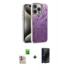 MARSİLYAN™- iPhone 16 Pro Max Kılıf Zirve Modern Prime - Siyah 3D Antistatik Hayalet Cam Ekran Koruyucu + Raze Metal Kamera Lens - NLGY