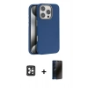 MARSİLYAN™- iPhone 16 Pro Max Kılıf Zirve Modern Prime - Siyah 3D Antistatik Hayalet Cam Ekran Koruyucu + PVD Metal Kamera Lens - SH