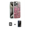 MARSİLYAN™- iPhone 16 Pro Max Kılıf Zirve Modern Prime - Siyah 3D Antistatik Hayalet Cam Ekran Koruyucu + PVD Metal Kamera Lens - SH