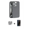 MARSİLYAN™- iPhone 16 Pro Max Kılıf Zirve Modern Prime - Siyah 3D Antistatik Hayalet Cam Ekran Koruyucu + Pers Alüminyum Kamera Lens - GI