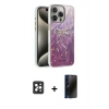 MARSİLYAN™- iPhone 16 Pro Max Kılıf Zirve Modern Prime - Siyah 3D Antistatik Hayalet Cam Ekran Koruyucu + PVD Metal Kamera Lens - SH