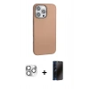 MARSİLYAN™- iPhone 16 Pro Max Kılıf Zirve Modern Prime - Siyah 3D Antistatik Hayalet Cam Ekran Koruyucu + Pers Alüminyum Kamera Lens - GS