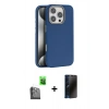 MARSİLYAN™- iPhone 16 Pro Max Kılıf Zirve Modern Prime - Siyah 3D Antistatik Hayalet Cam Ekran Koruyucu + Raze Metal Kamera Lens - SH