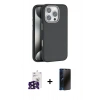 MARSİLYAN™- iPhone 16 Pro Max Kılıf Zirve Modern Prime - Siyah 3D Antistatik Hayalet Cam Ekran Koruyucu + Bilvis Titan Kamera Lens - SH