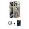 MARSİLYAN™- iPhone 16 Pro Max Kılıf Zirve Modern Prime - Siyah 3D Antistatik Hayalet Cam Ekran Koruyucu + Pers Alüminyum Kamera Lens - GI