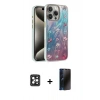 MARSİLYAN™- iPhone 16 Pro Max Kılıf Zirve Modern Prime - Siyah 3D Antistatik Hayalet Cam Ekran Koruyucu + PVD Metal Kamera Lens - SH