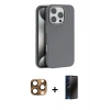 MARSİLYAN™- iPhone 16 Pro Max Kılıf Zirve Modern Prime - Siyah 3D Antistatik Hayalet Cam Ekran Koruyucu + Pers Alüminyum Kamera Lens - CLTM