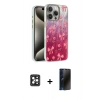 MARSİLYAN™- iPhone 16 Pro Max Kılıf Zirve Modern Prime - Siyah 3D Antistatik Hayalet Cam Ekran Koruyucu + PVD Metal Kamera Lens - SH