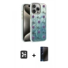 MARSİLYAN™- iPhone 16 Pro Max Kılıf Zirve Modern Prime - Siyah 3D Antistatik Hayalet Cam Ekran Koruyucu + PVD Metal Kamera Lens - SH
