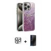 MARSİLYAN™- iPhone 16 Pro Max Kılıf Zirve Modern Prime - Siyah 3D Antistatik Hayalet Cam Ekran Koruyucu + Pers Alüminyum Kamera Lens - GI