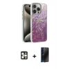 MARSİLYAN™- iPhone 16 Pro Max Kılıf Zirve Modern Prime - Siyah 3D Antistatik Hayalet Cam Ekran Koruyucu + PVD Metal Kamera Lens - GD
