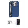 MARSİLYAN™- iPhone 16 Pro Max Kılıf Zirve Modern Prime - Siyah 3D Antistatik Hayalet Cam Ekran Koruyucu + Pers Alüminyum Kamera Lens - GS