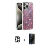 MARSİLYAN™- iPhone 16 Pro Max Kılıf Zirve Modern Prime - Siyah 3D Antistatik Hayalet Cam Ekran Koruyucu + PVD Metal Kamera Lens - GS
