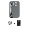 MARSİLYAN™- iPhone 16 Pro Max Kılıf Zirve Modern Prime - Siyah 3D Antistatik Hayalet Cam Ekran Koruyucu + Pers Alüminyum Kamera Lens - GS
