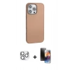 MARSİLYAN™- iPhone 16 Pro Max Kılıf Zirve Modern Prime - Siyah 3D Antistatik Mat Seramik Nano Ekran Koruyucu + Gümüş Pers Alüminyum Kamera Lens