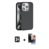 MARSİLYAN™- iPhone 16 Pro Max Kılıf Zirve Modern Prime - Siyah 3D Antistatik Mat Seramik Nano Ekran Koruyucu + PVD Metal Kamera Lens - SH