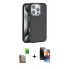 MARSİLYAN™- iPhone 16 Pro Max Kılıf Zirve Modern Prime - Siyah 3D Antistatik Mat Seramik Nano Ekran Koruyucu + Raze Metal Kamera Lens - CLTM