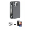 MARSİLYAN™- iPhone 16 Pro Max Kılıf Zirve Modern Prime - Siyah 3D Antistatik Mat Seramik Nano Ekran Koruyucu + Gümüş Pers Alüminyum Kamera Lens